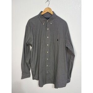 Polo Ralph Lauren Mens XLT Gingham Button Down Shirt Long Sleeve Black White